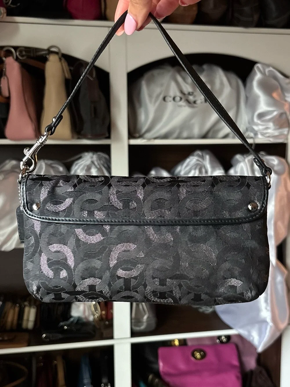⛓️‍💥⛓️Y2K COACH Kristin Optic Chainlink Art Large Wristlet Mini Bag⛓️⛓️‍💥